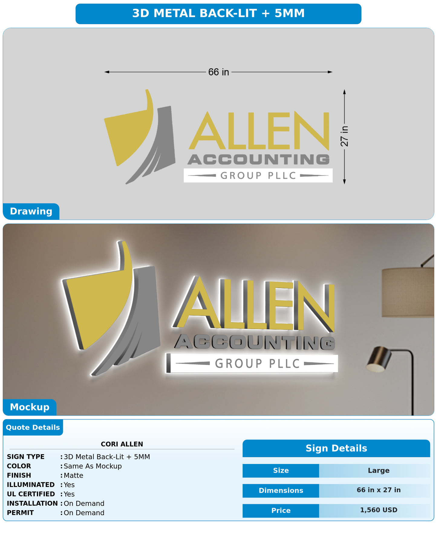 CUSTOM MOCKUP SIGN FOR Cori allen