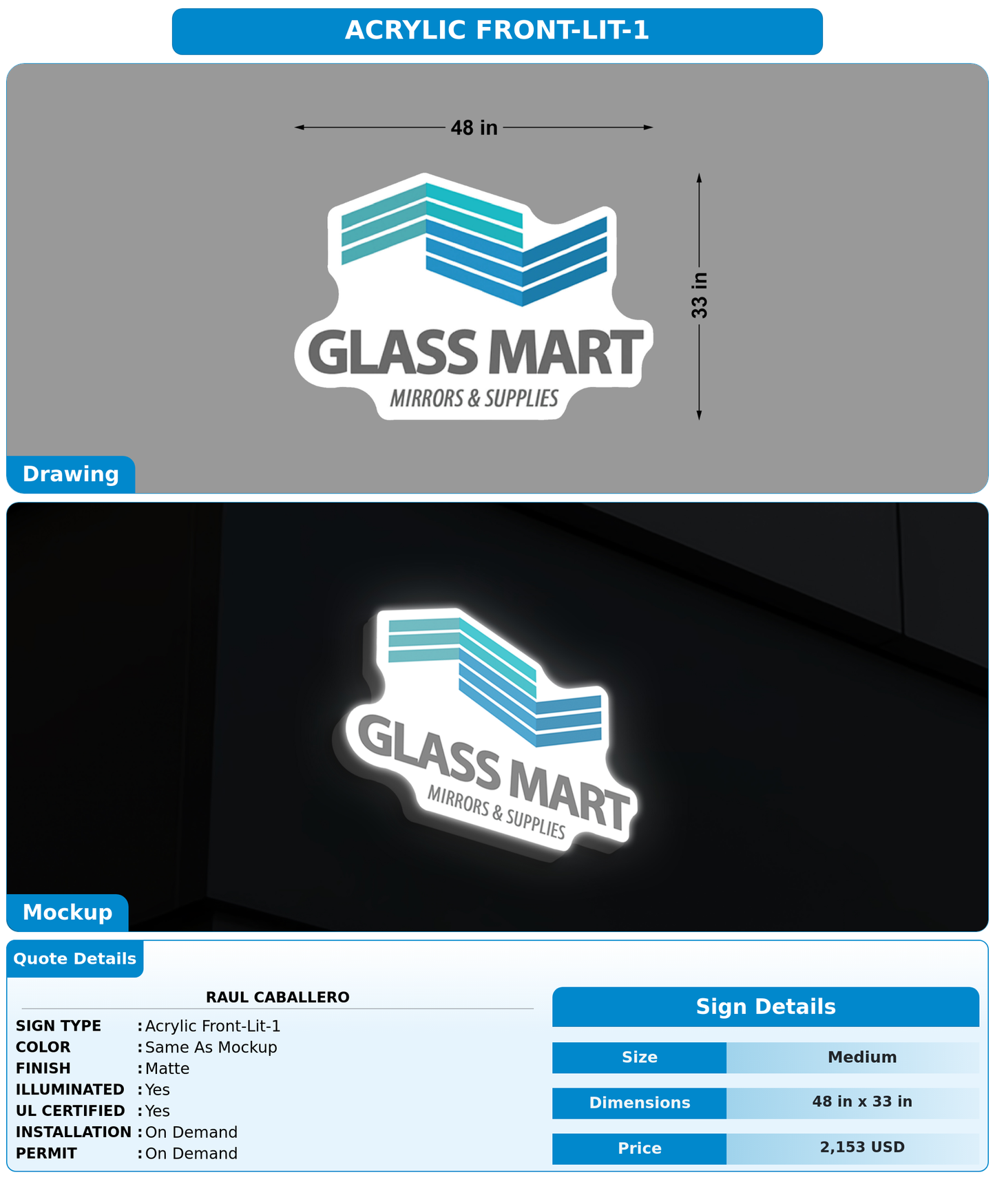 CUSTOM MOCKUP SIGN FOR Raul Caballero