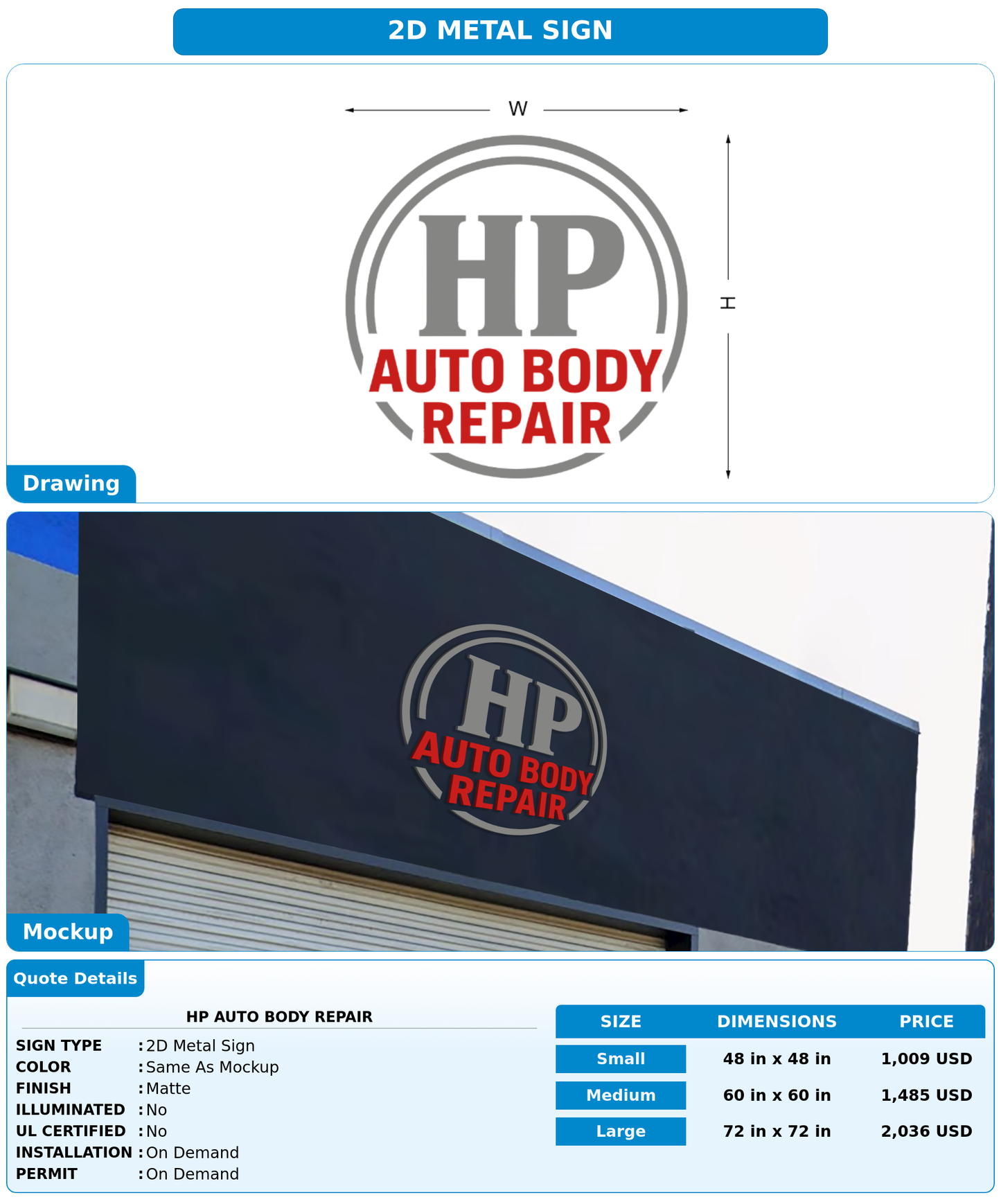 CUSTOM MOCKUP SIGN FOR HP Auto Body Repair