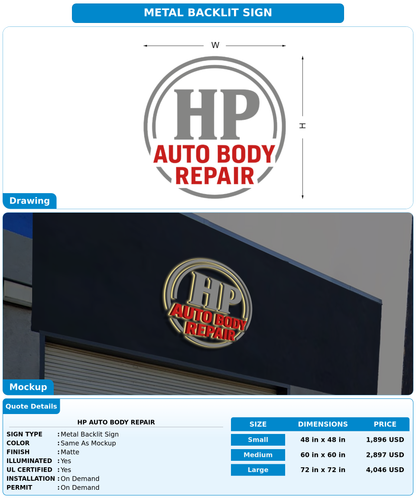 CUSTOM MOCKUP SIGN FOR HP Auto Body Repair