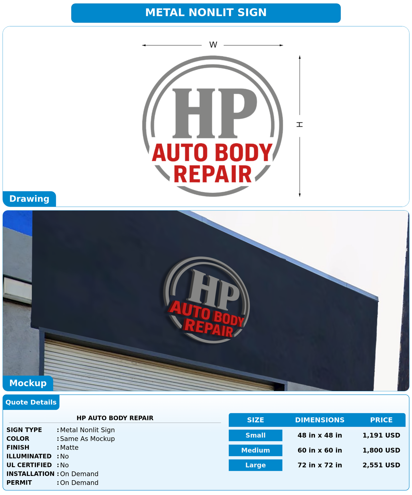 CUSTOM MOCKUP SIGN FOR HP Auto Body Repair