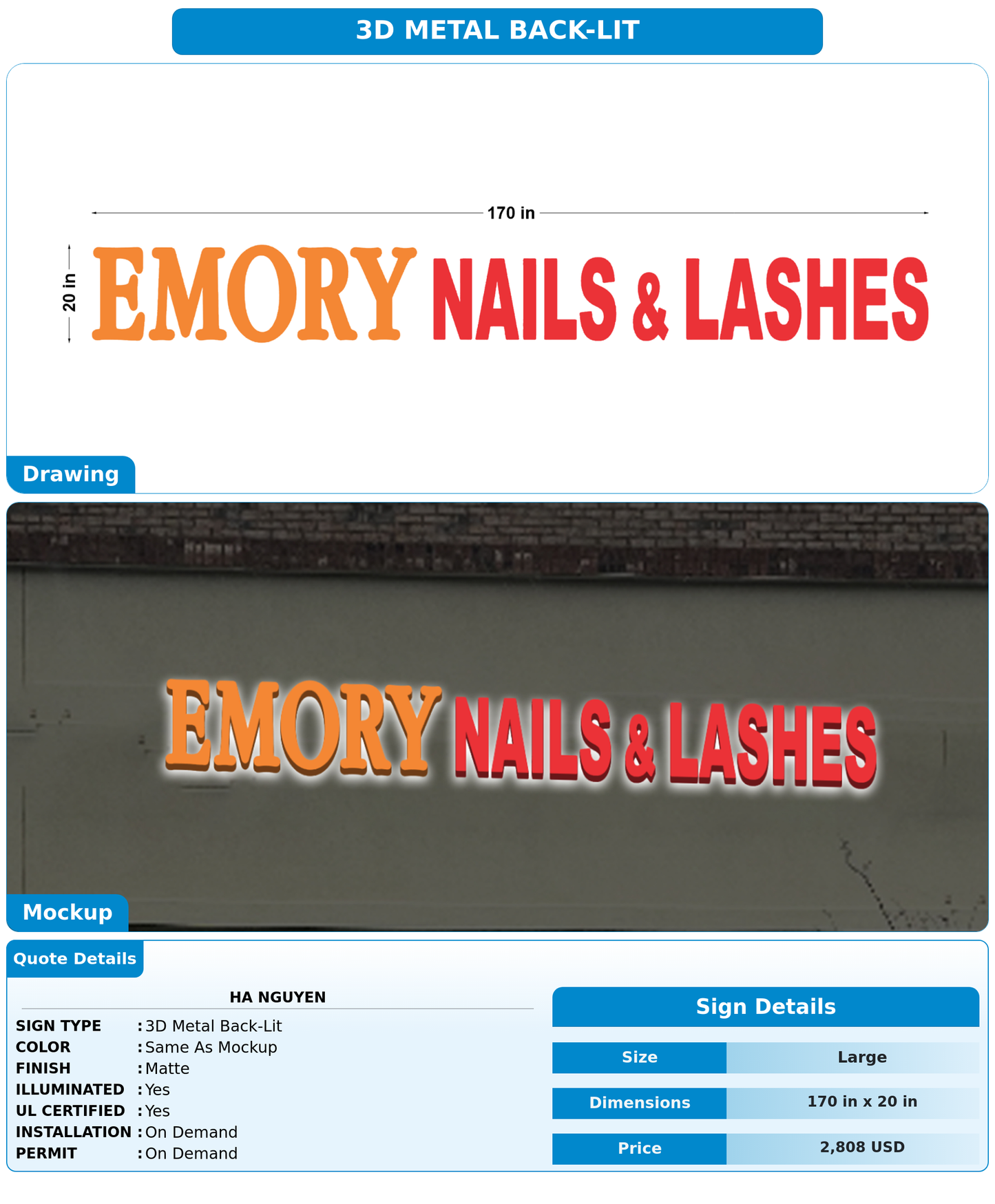 CUSTOM MOCKUP SIGN FOR Ha Nguyen