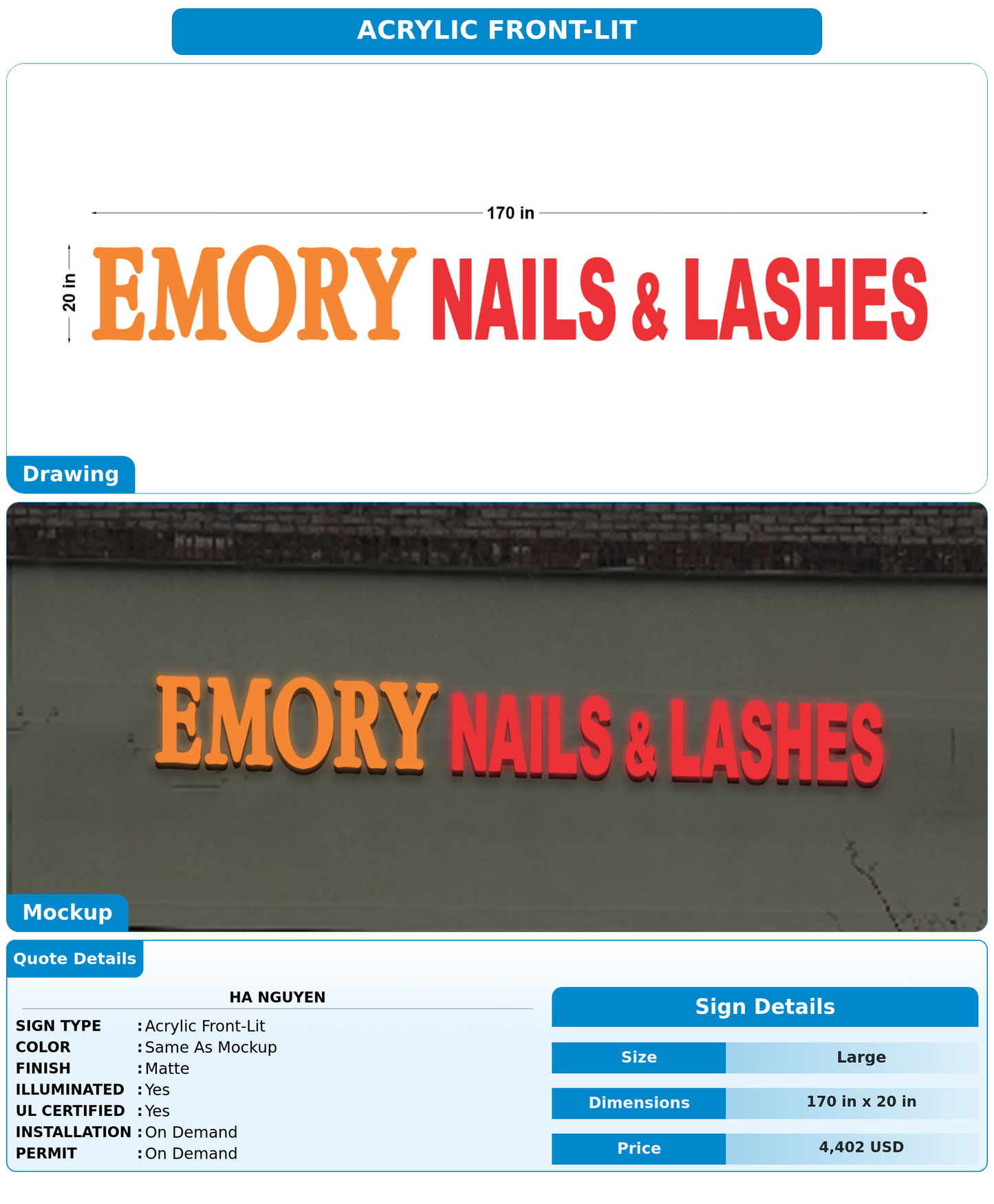 CUSTOM MOCKUP SIGN FOR Ha Nguyen