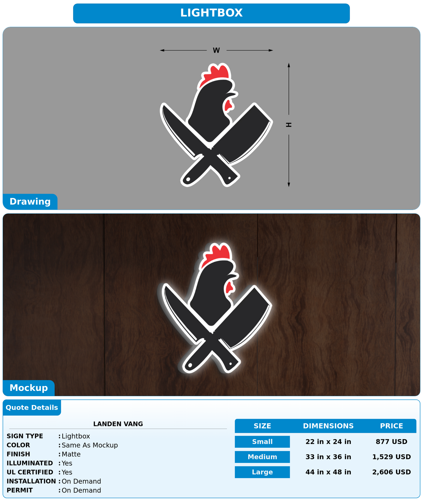 CUSTOM MOCKUP SIGN FOR Landen vang