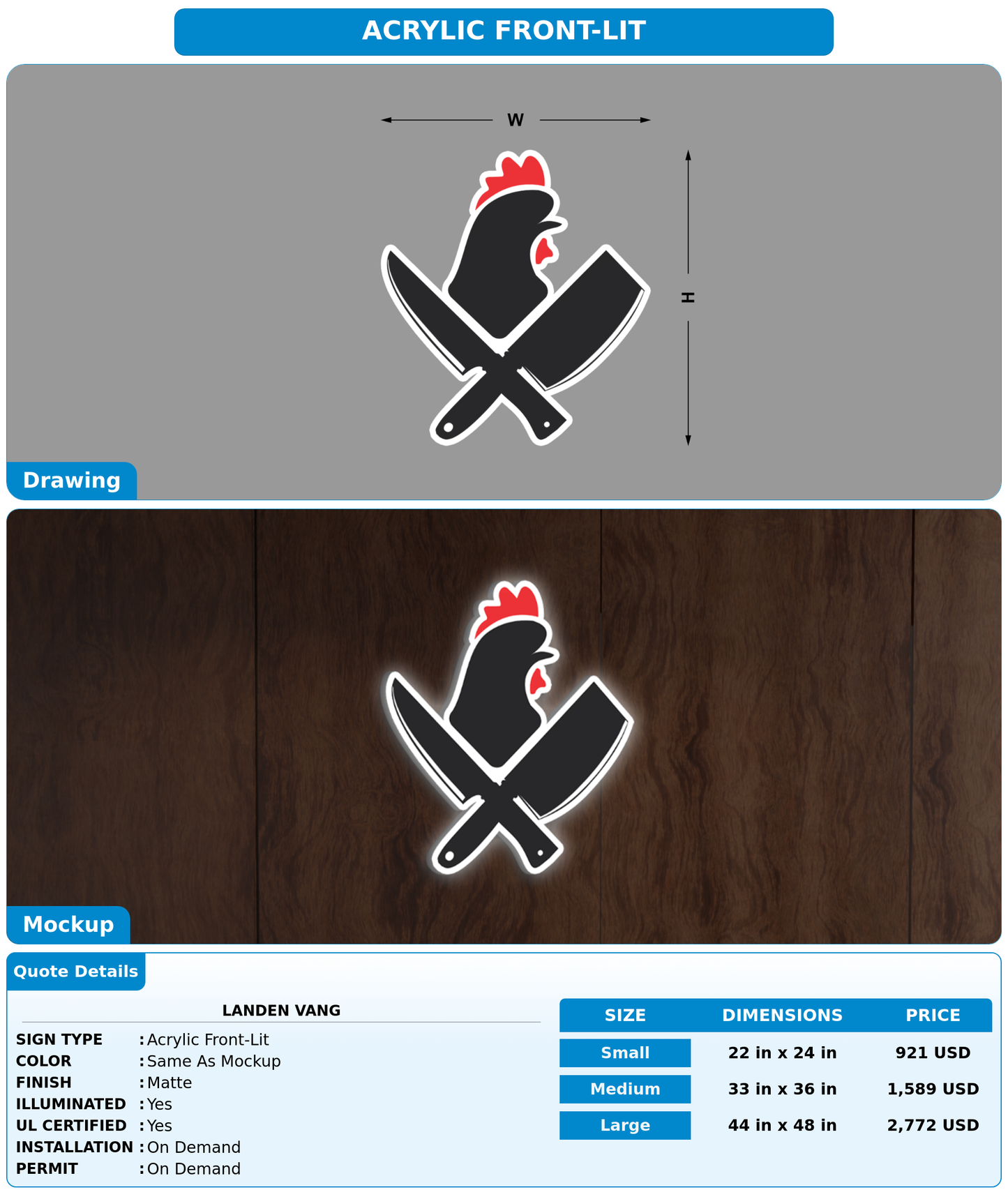 CUSTOM MOCKUP SIGN FOR Landen vang