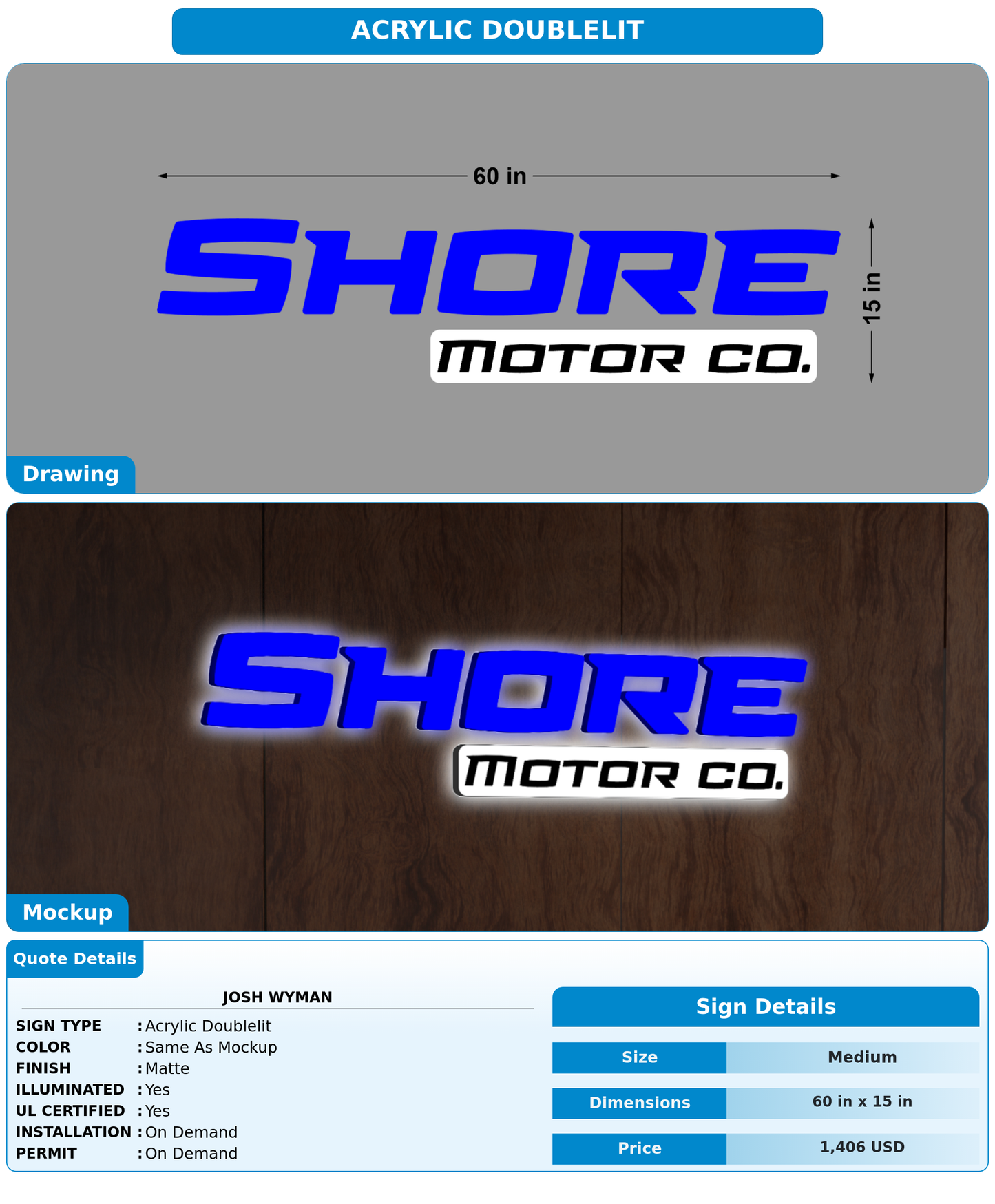 CUSTOM MOCKUP SIGN FOR JOSH WYMAN