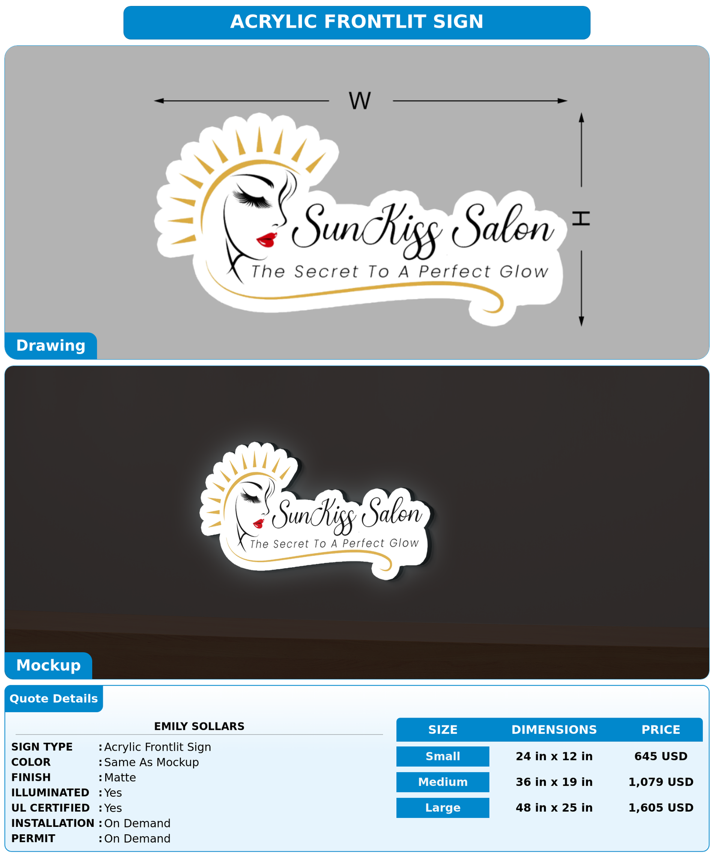 CUSTOM MOCKUP SIGN FOR Emily Sollars