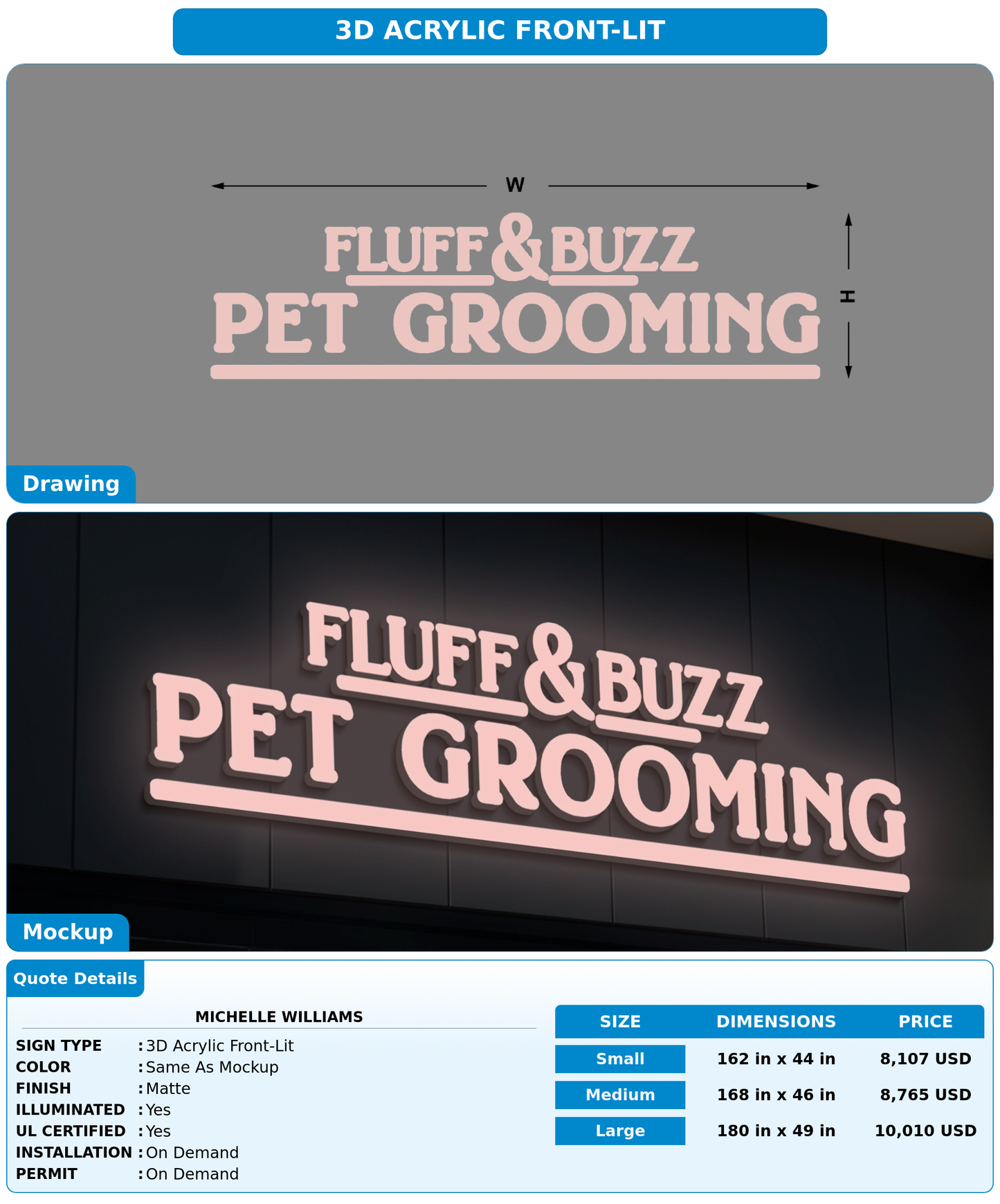 CUSTOM MOCKUP SIGN FOR Michelle Williams