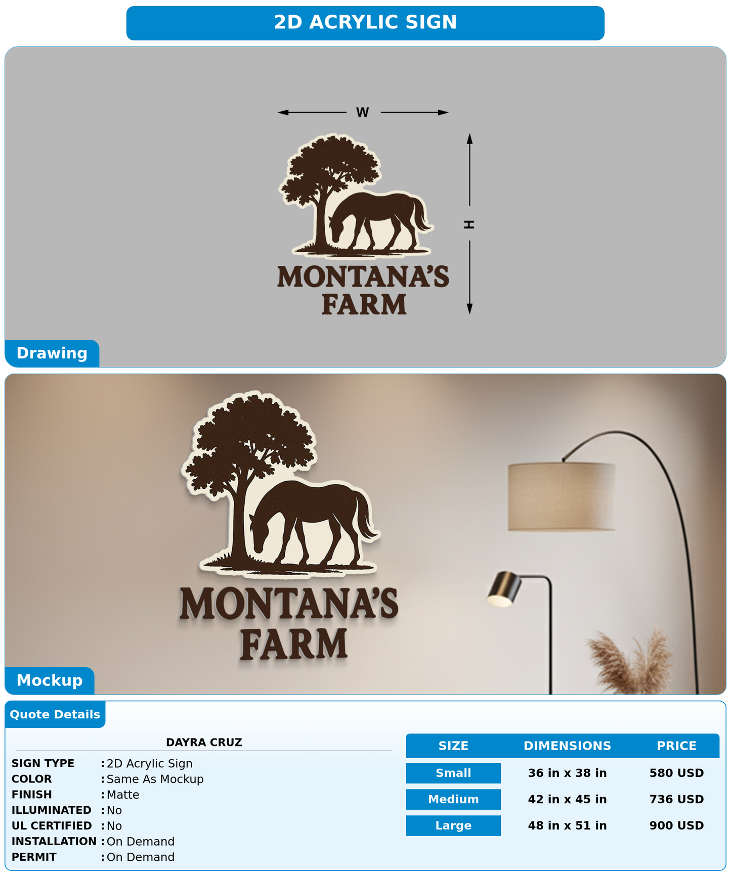 CUSTOM MOCKUP SIGN FOR Dayra Cruz