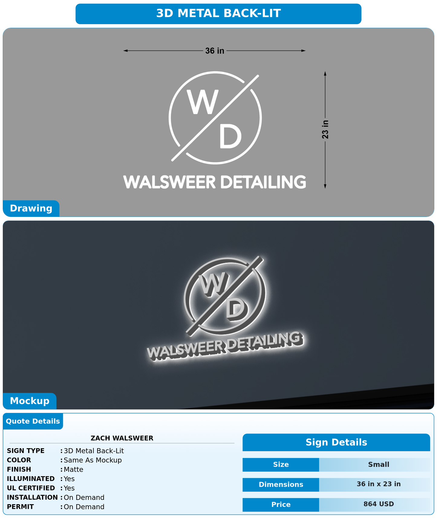 CUSTOM MOCKUP SIGN FOR Zach Walsweer