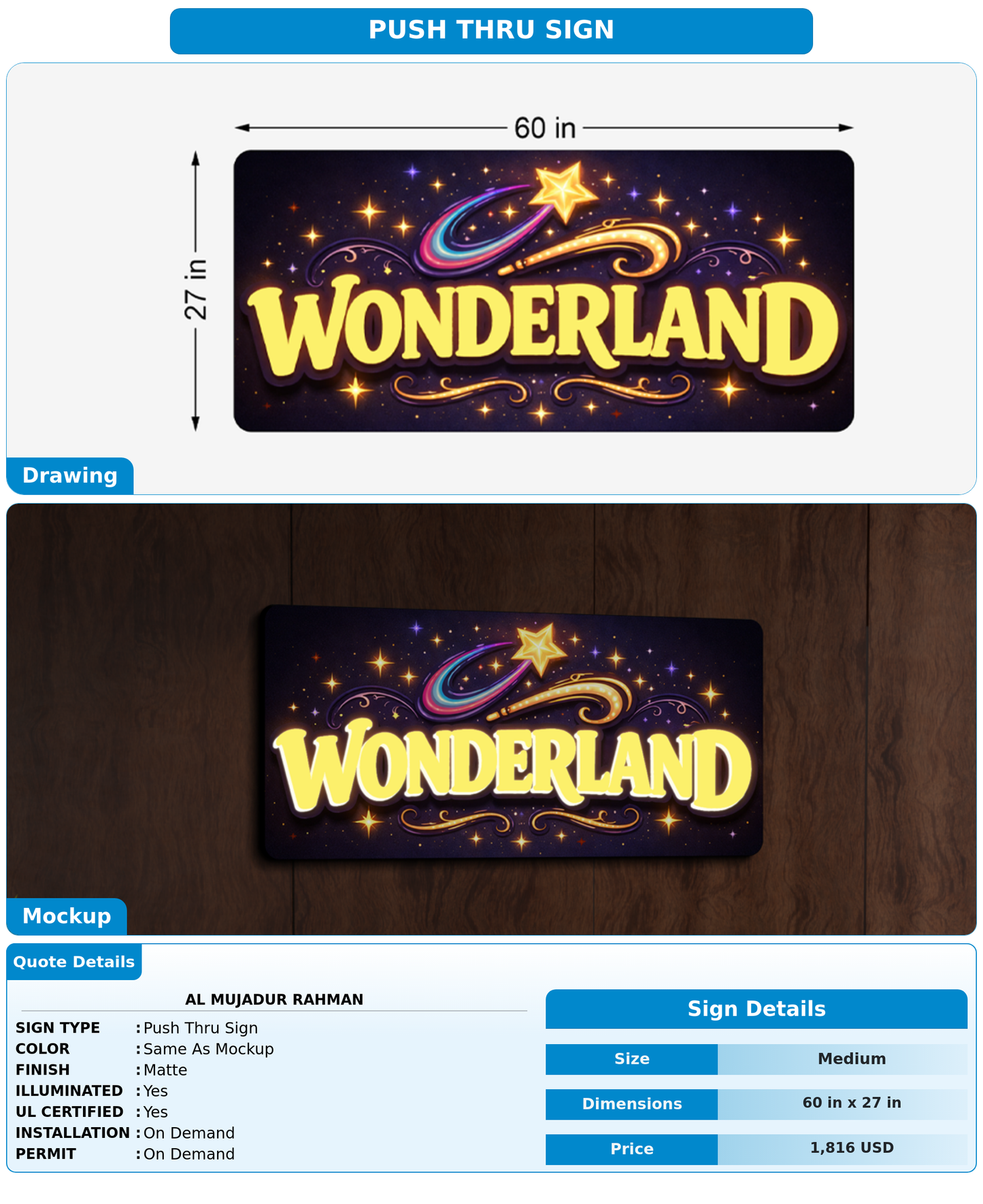CUSTOM MOCKUP SIGN FOR Al Mujadur Rahman