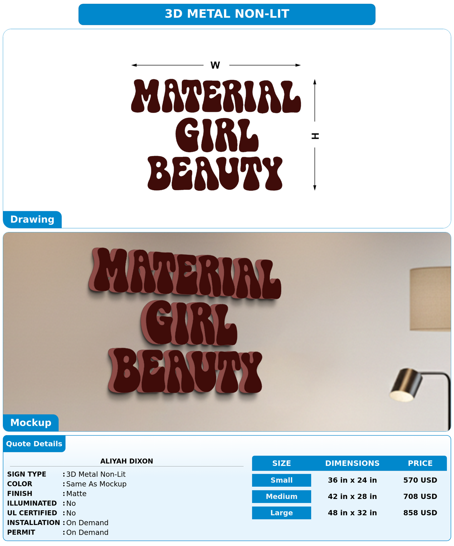 CUSTOM MOCKUP SIGN FOR Aliyah Dixon