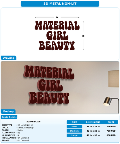 CUSTOM MOCKUP SIGN FOR Aliyah Dixon