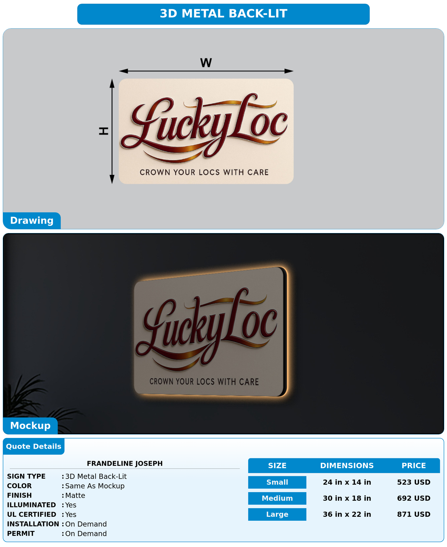 CUSTOM MOCKUP SIGN FOR Frandeline Joseph