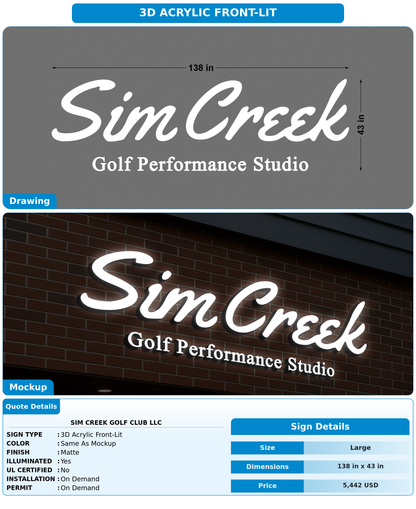 CUSTOM MOCKUP SIGN FOR Sim Creek Golf Club LLC
