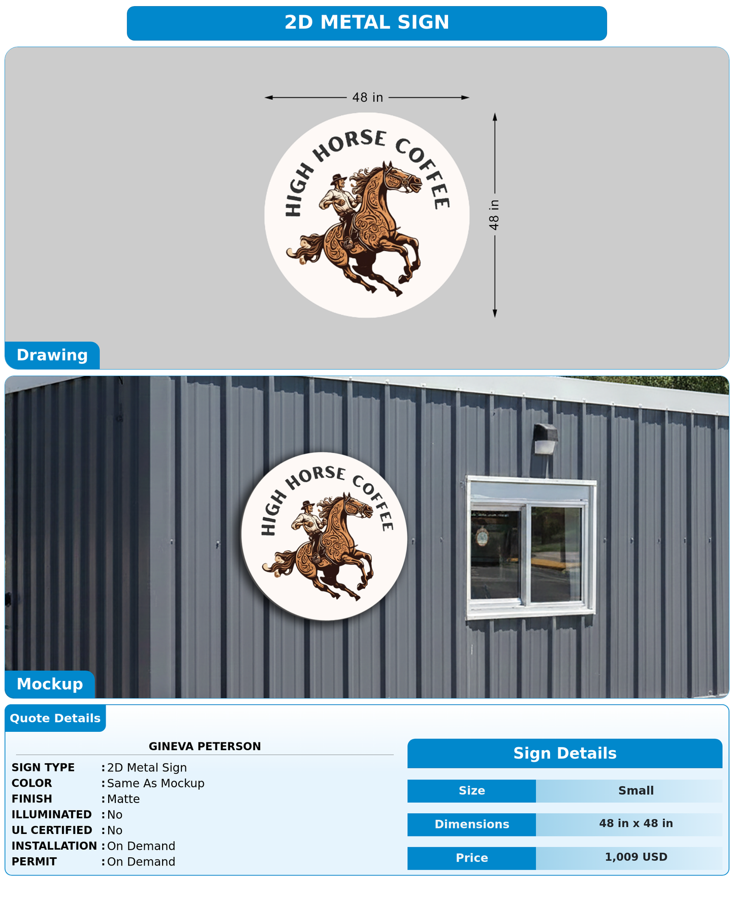 CUSTOM MOCKUP SIGN FOR Gineva Peterson