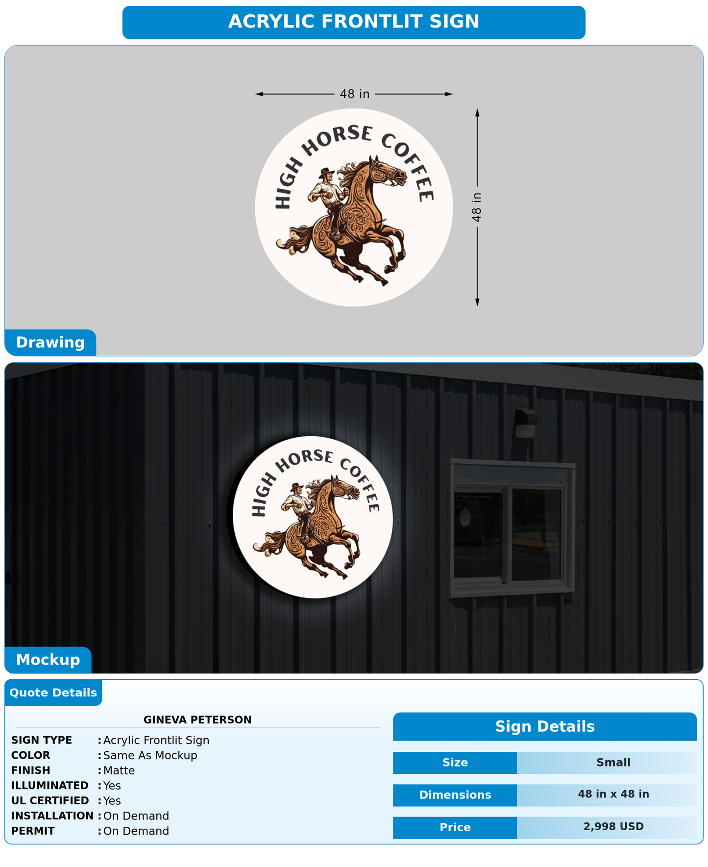CUSTOM MOCKUP SIGN FOR Gineva Peterson