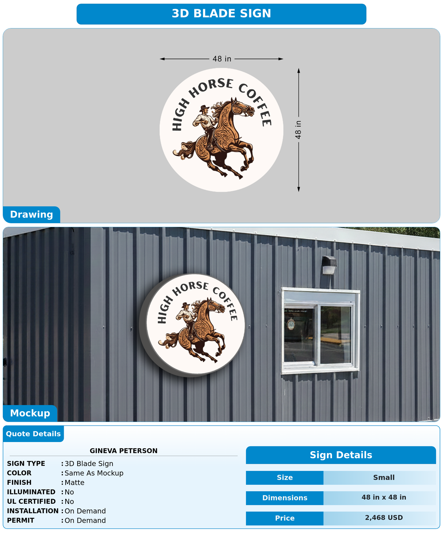 CUSTOM MOCKUP SIGN FOR Gineva Peterson
