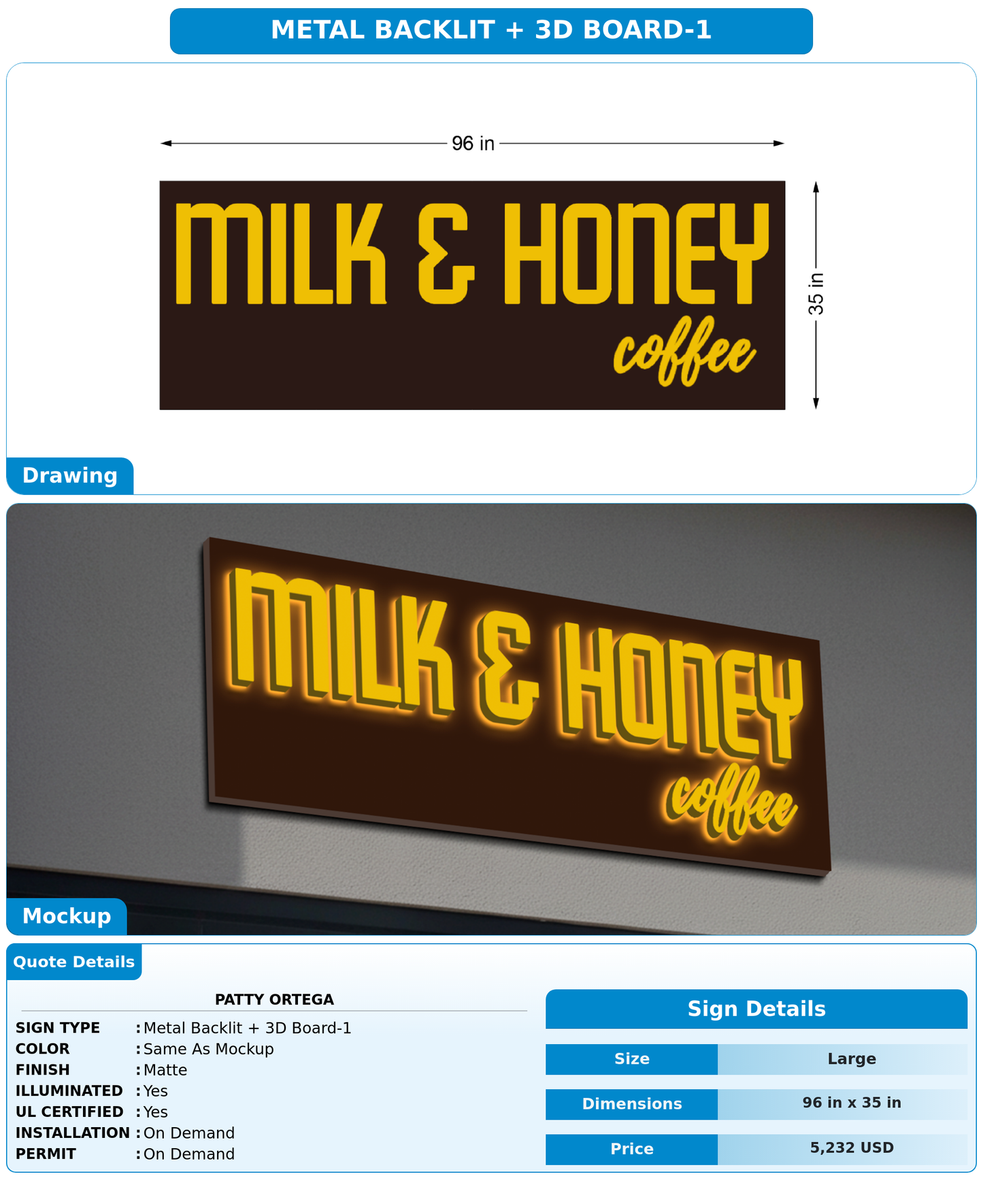 CUSTOM MOCKUP SIGN FOR Patty Ortega