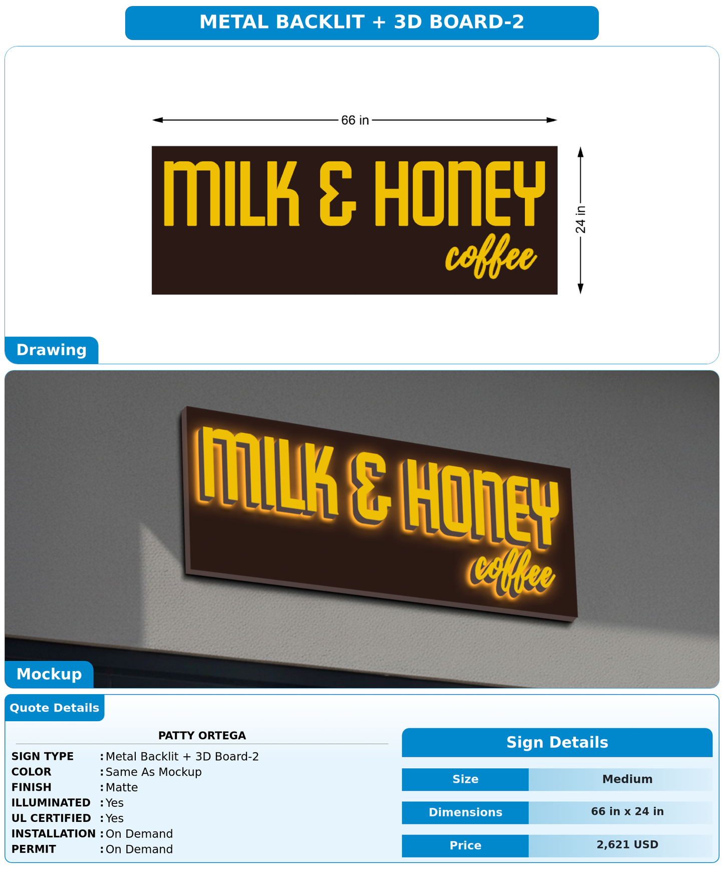 CUSTOM MOCKUP SIGN FOR Patty Ortega