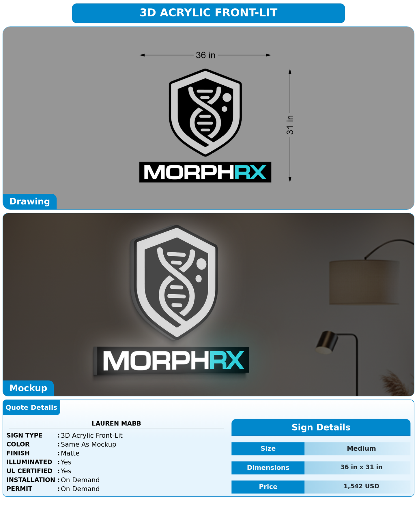 CUSTOM MOCKUP SIGN FOR Lauren Mabb