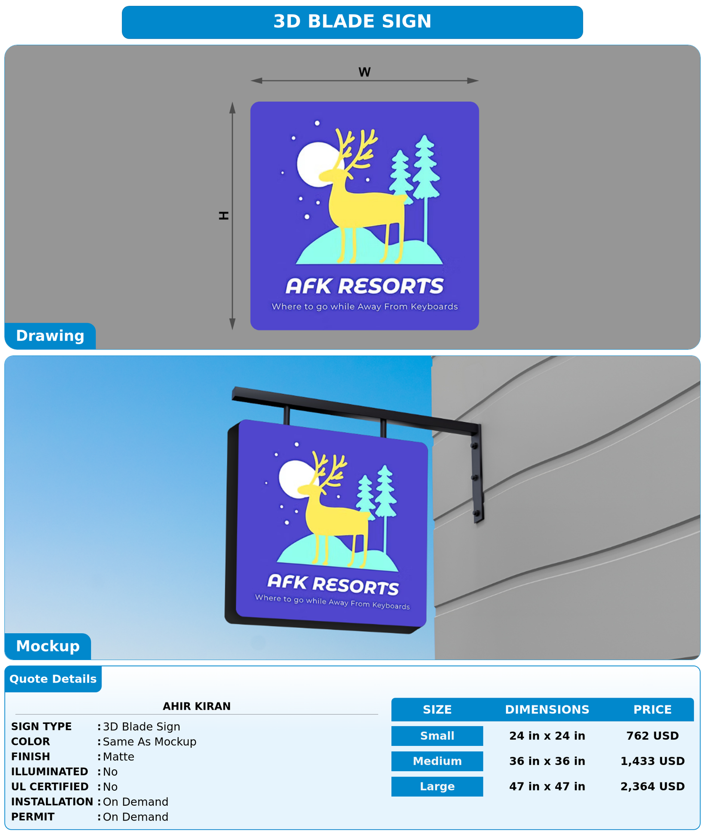 CUSTOM MOCKUP SIGN FOR Ahir kiran