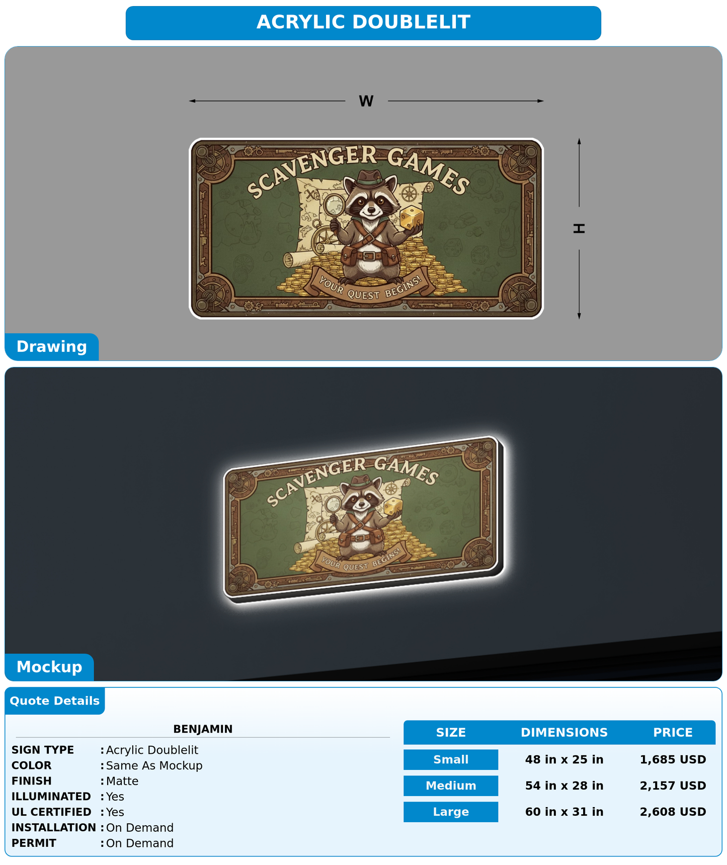 CUSTOM MOCKUP SIGN FOR Benjamin