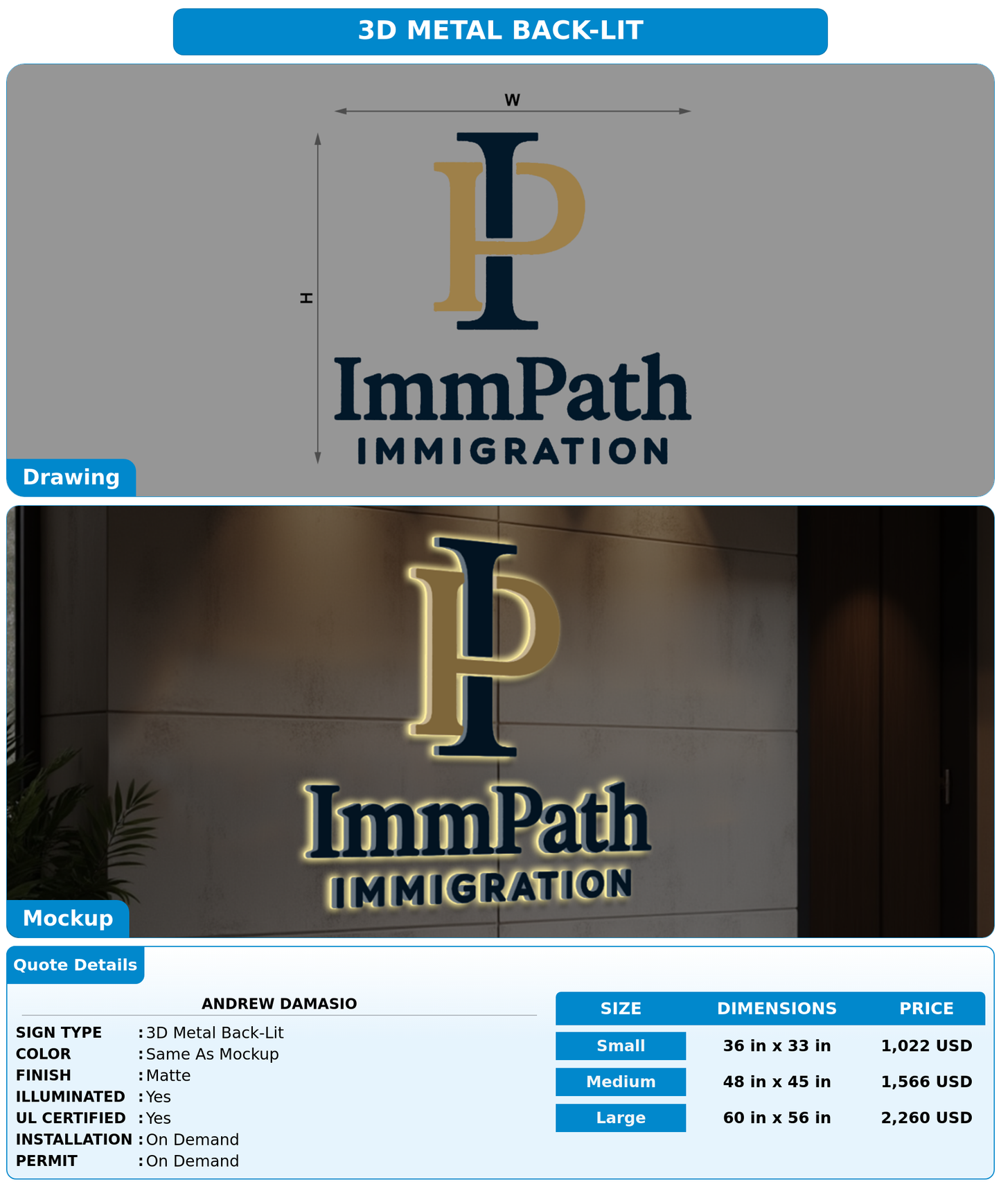 CUSTOM MOCKUP SIGN FOR Andrew Damasio