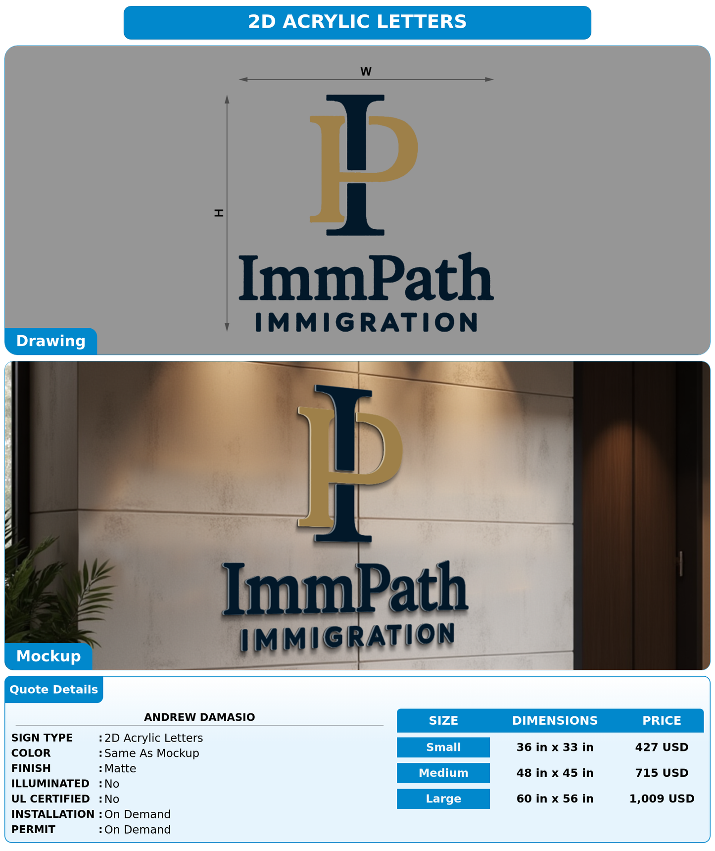 CUSTOM MOCKUP SIGN FOR Andrew Damasio