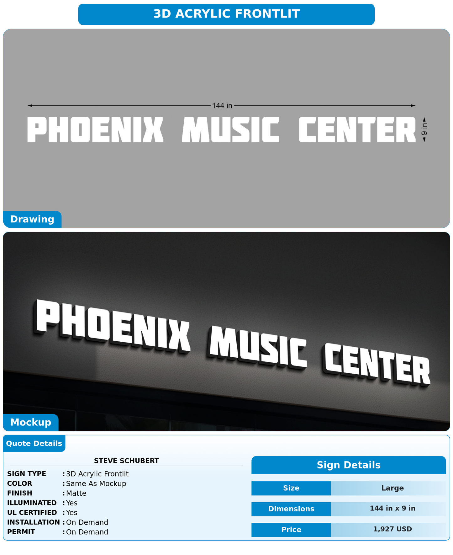 CUSTOM MOCKUP SIGN FOR Steve Schubert