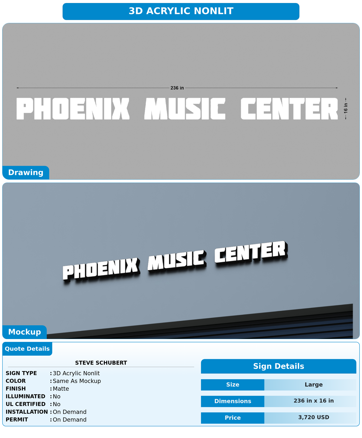 CUSTOM MOCKUP SIGN FOR Steve Schubert