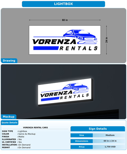 CUSTOM MOCKUP SIGN FOR Vorenza Rental Cars