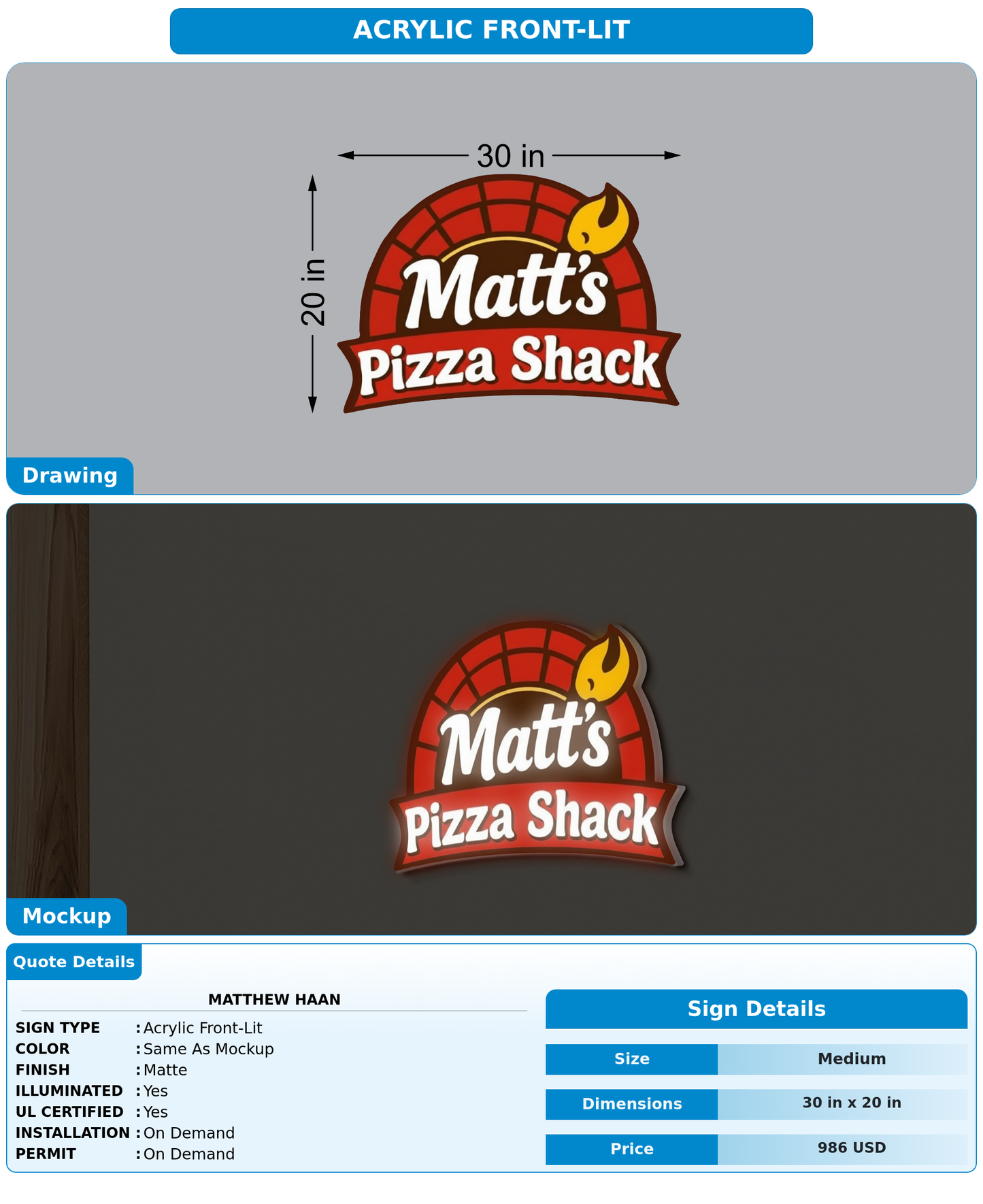 CUSTOM MOCKUP SIGN FOR Matthew Haan