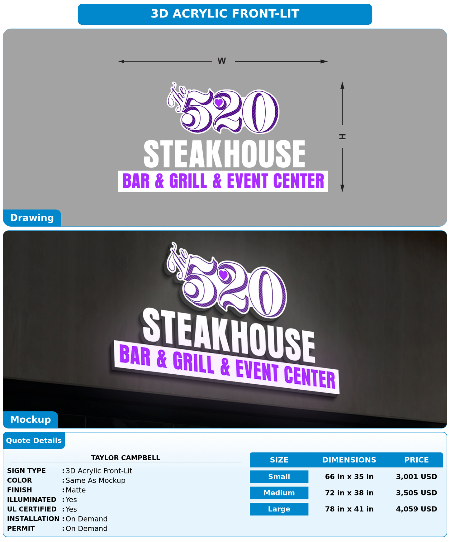 CUSTOM MOCKUP SIGN FOR Taylor Campbell