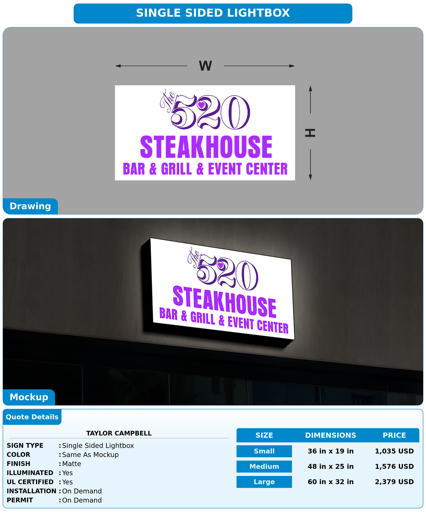 CUSTOM MOCKUP SIGN FOR Taylor Campbell