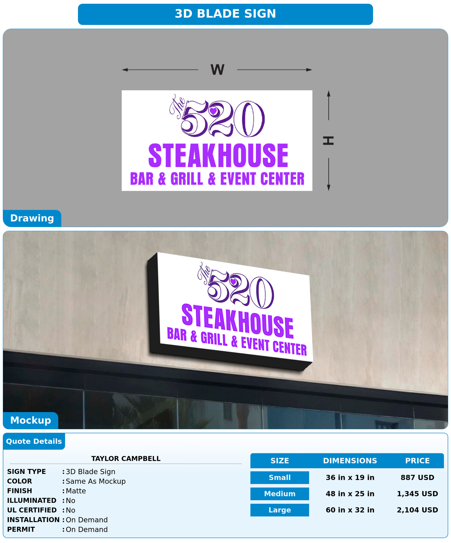 CUSTOM MOCKUP SIGN FOR Taylor Campbell