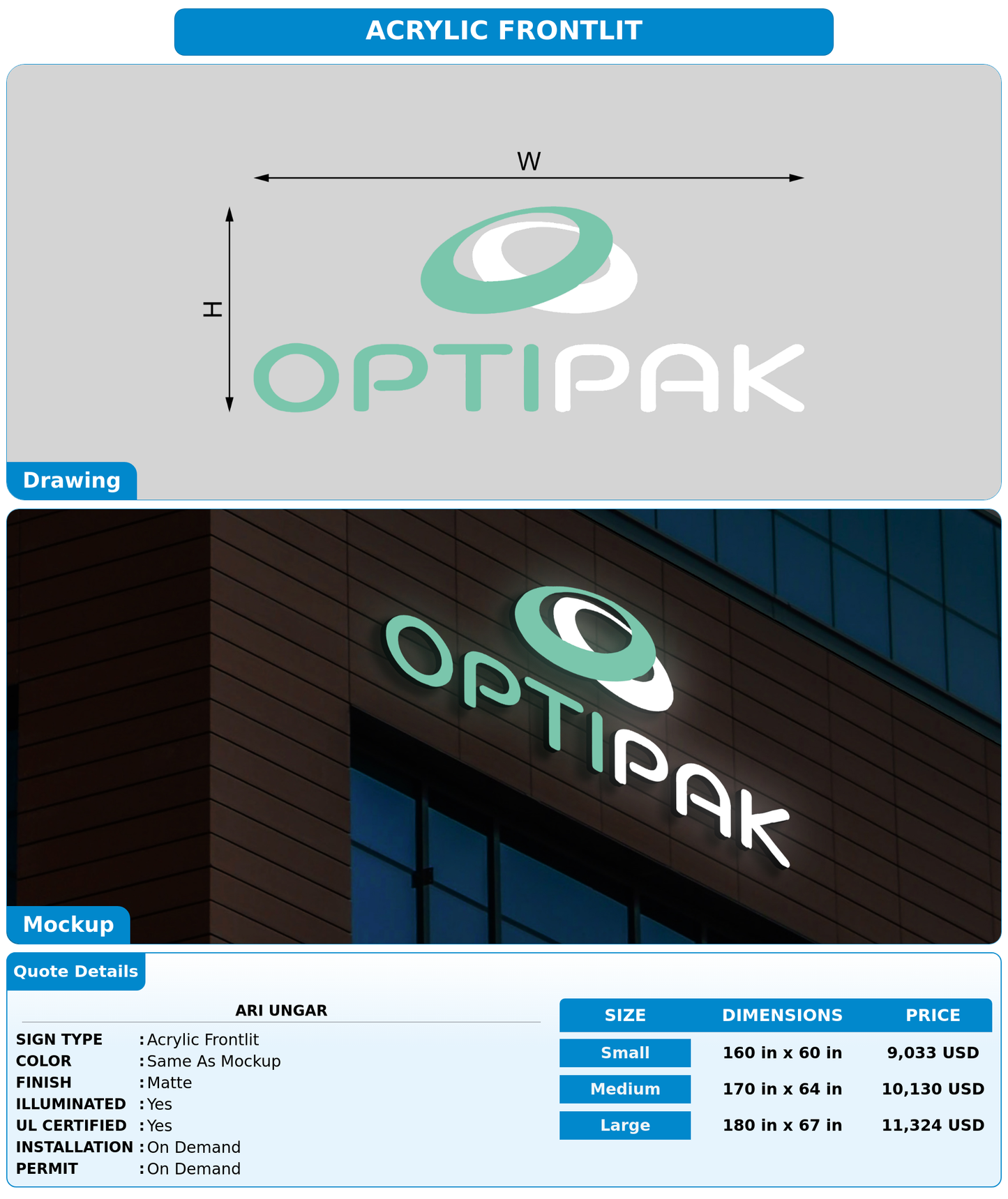 CUSTOM MOCKUP SIGN FOR ari ungar