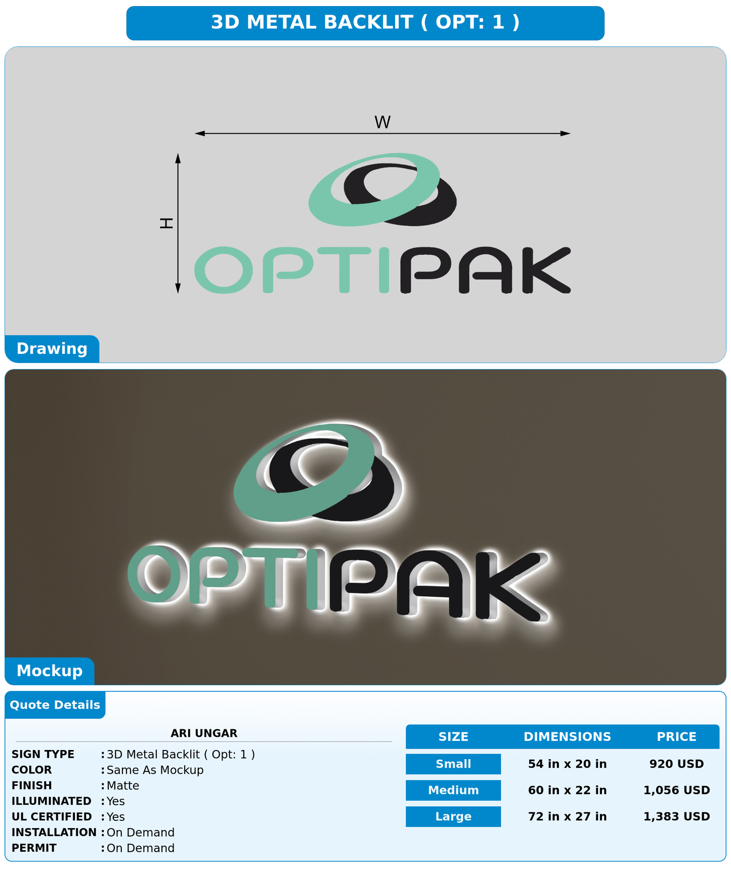 CUSTOM MOCKUP SIGN FOR ari ungar