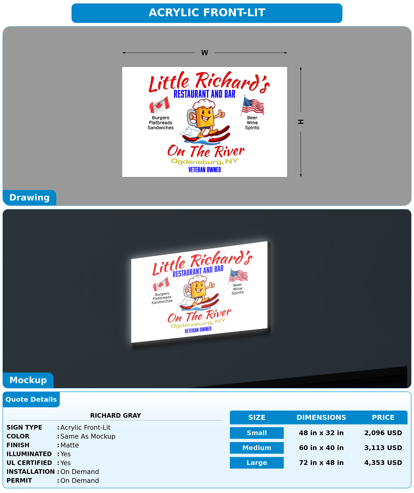 CUSTOM MOCKUP SIGN FOR Richard Gray