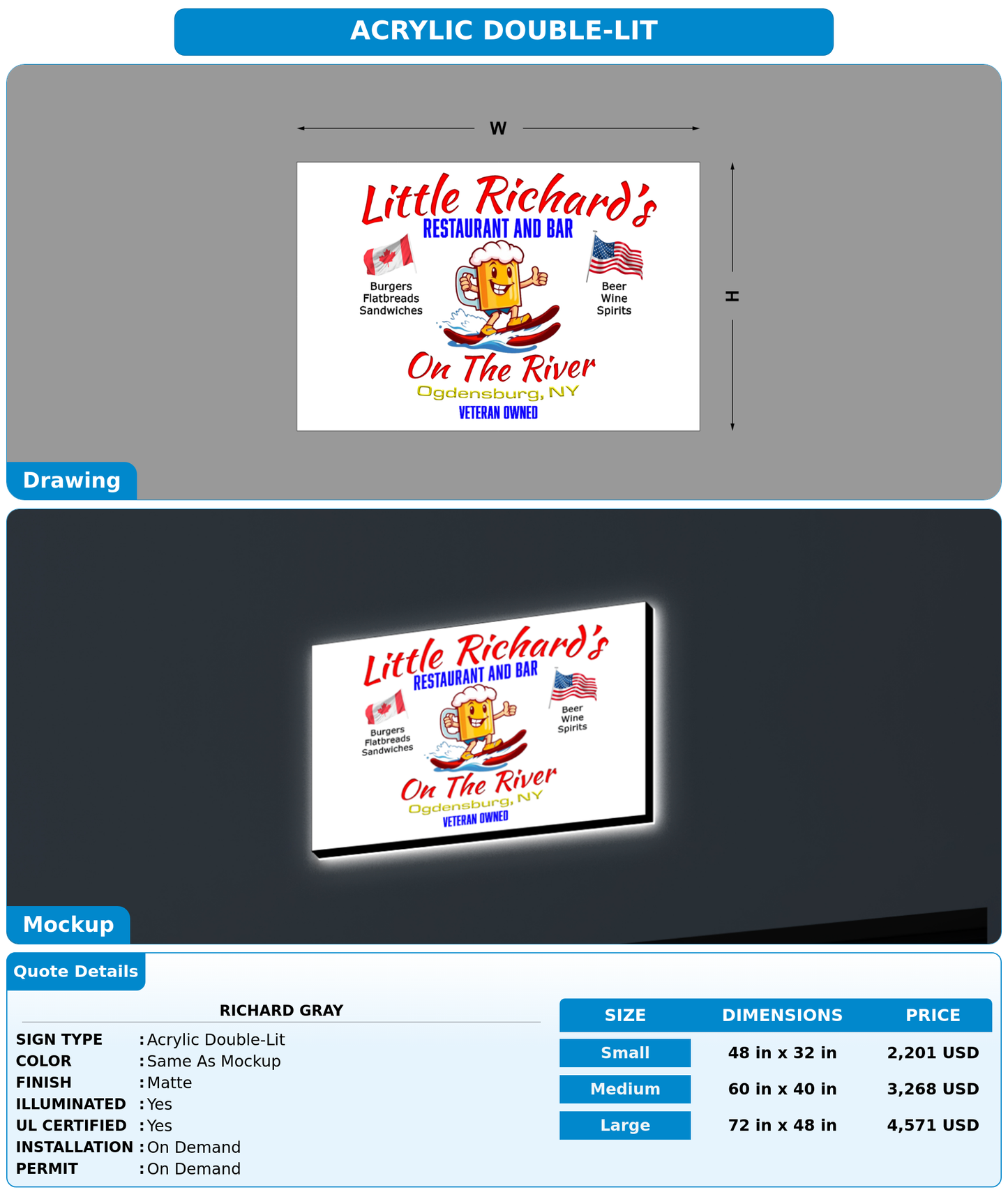 CUSTOM MOCKUP SIGN FOR Richard Gray