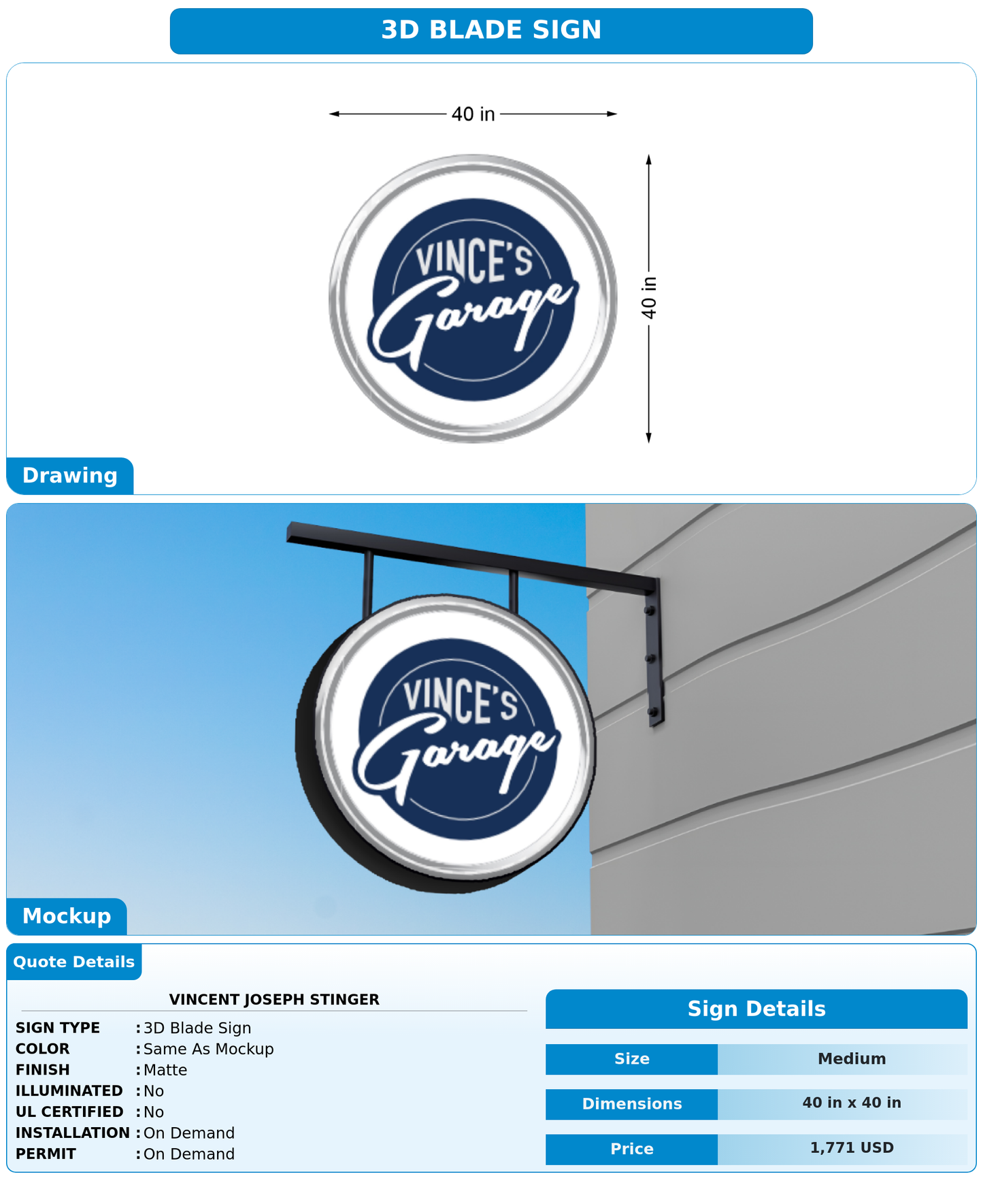 CUSTOM MOCKUP SIGN FOR Vincent Joseph Stinger