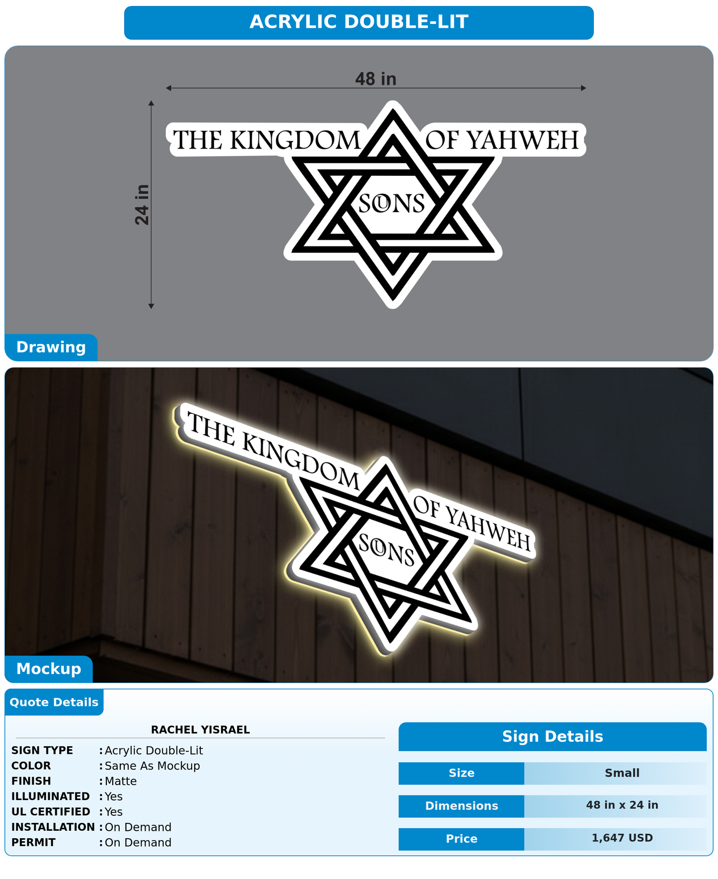 CUSTOM MOCKUP SIGN FOR Rachel Yisrael
