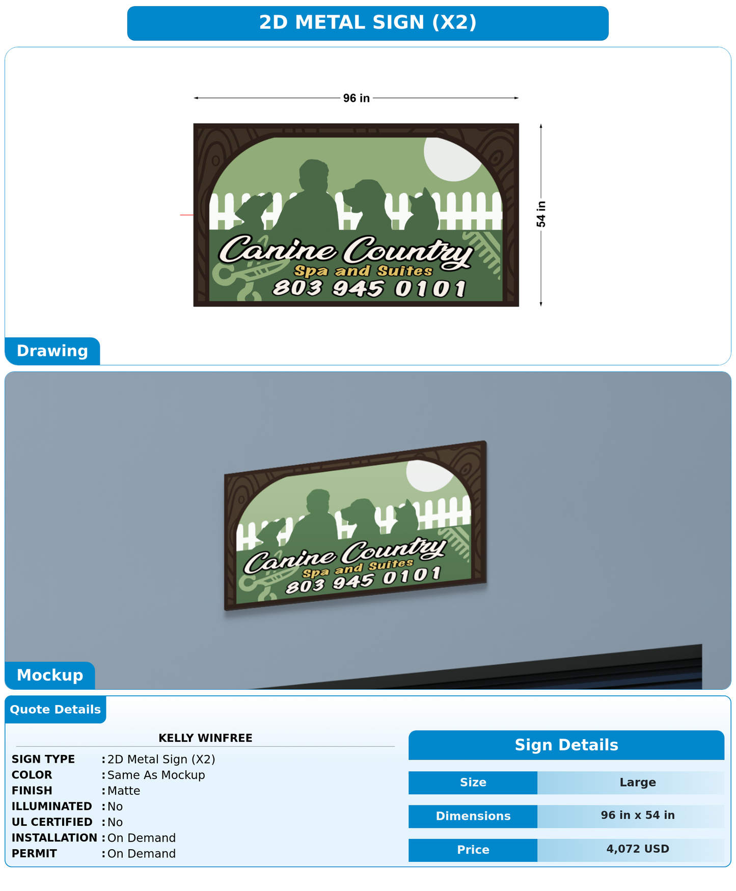 CUSTOM MOCKUP SIGN FOR Kelly Winfree