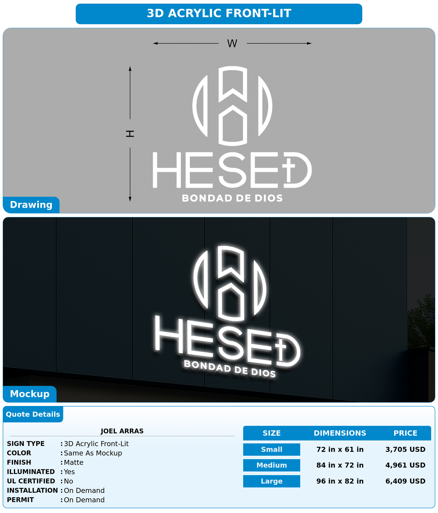 CUSTOM MOCKUP SIGN FOR Joel Arras