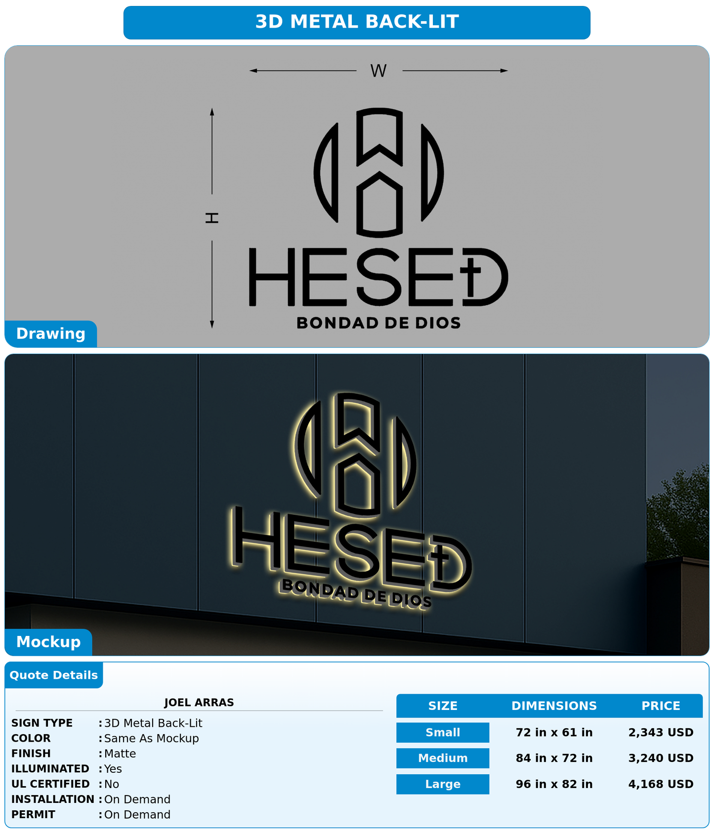 CUSTOM MOCKUP SIGN FOR Joel Arras