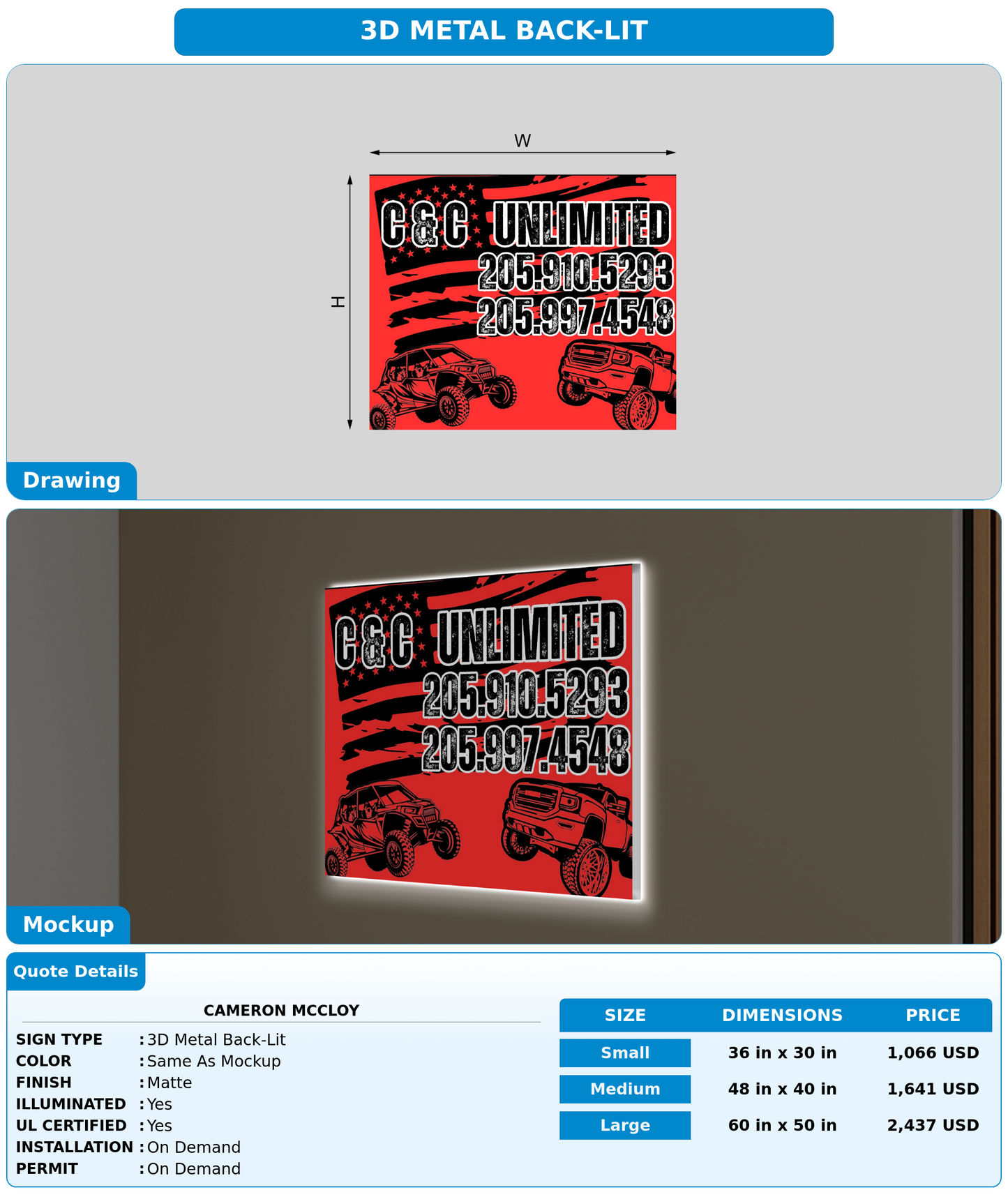 CUSTOM MOCKUP SIGN FOR Cameron Mccloy