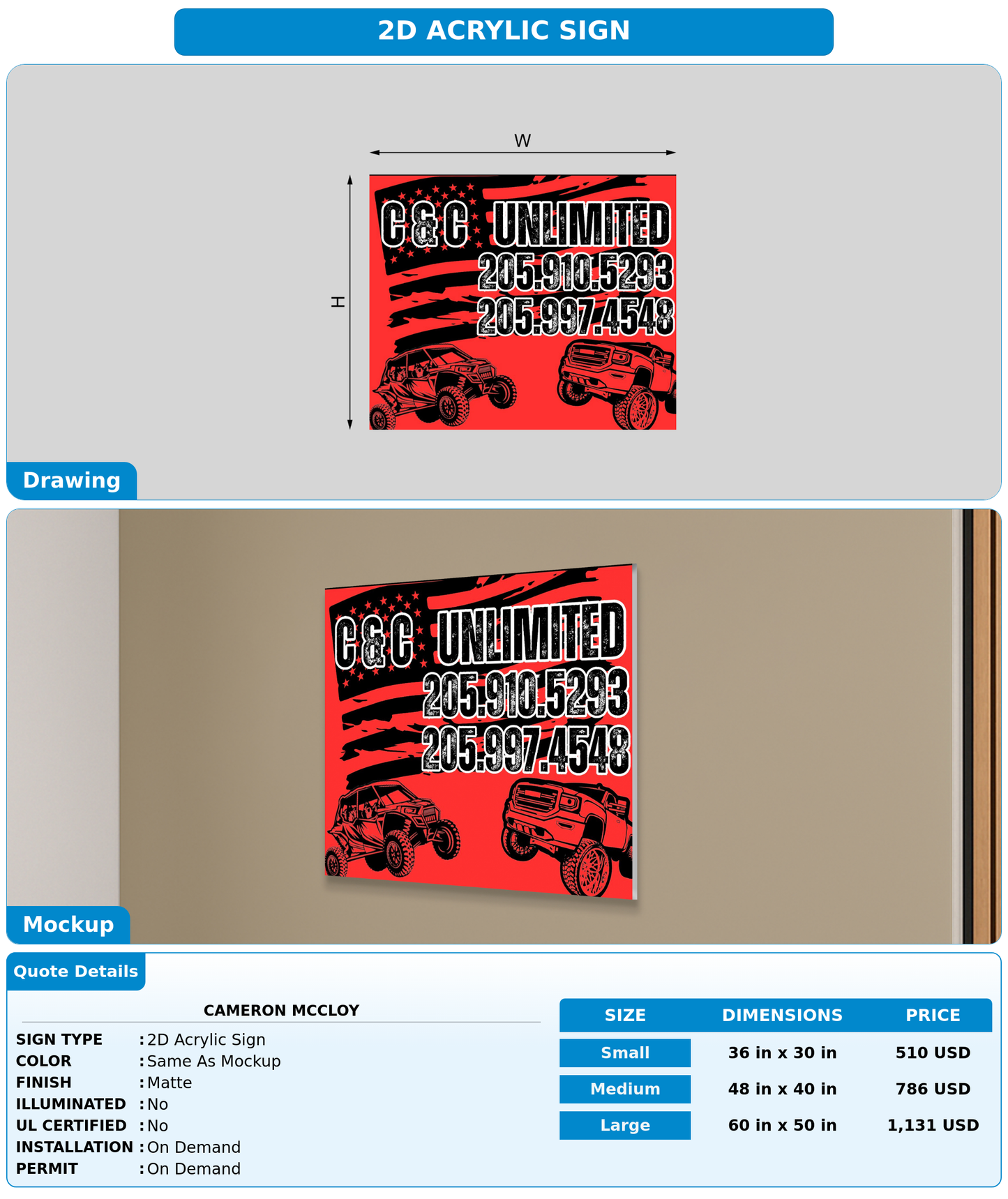 CUSTOM MOCKUP SIGN FOR Cameron Mccloy