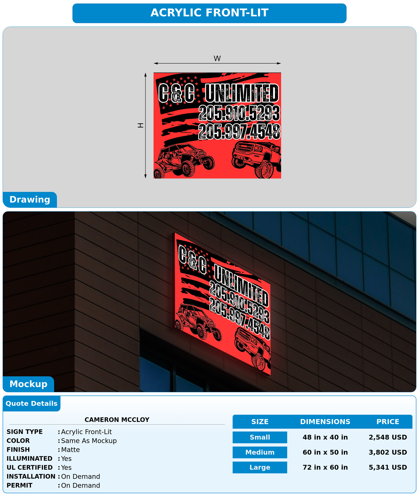 CUSTOM MOCKUP SIGN FOR Cameron Mccloy