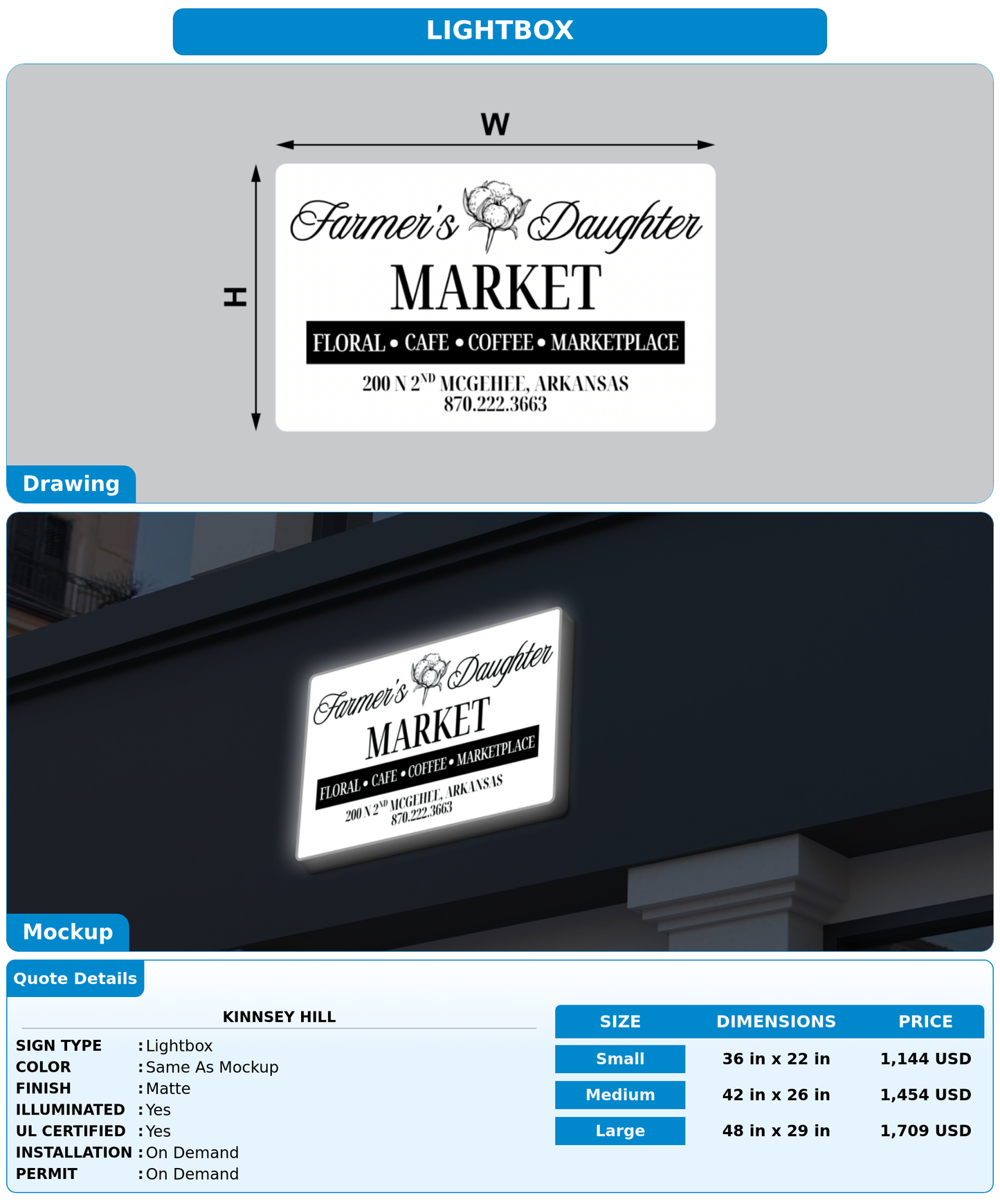 CUSTOM MOCKUP SIGN FOR Kinnsey Hill