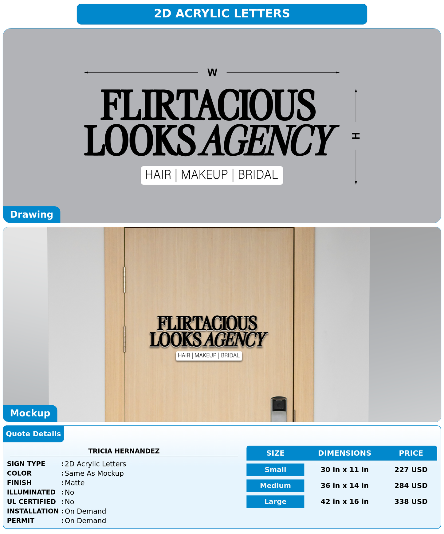 CUSTOM MOCKUP SIGN FOR Tricia Hernandez